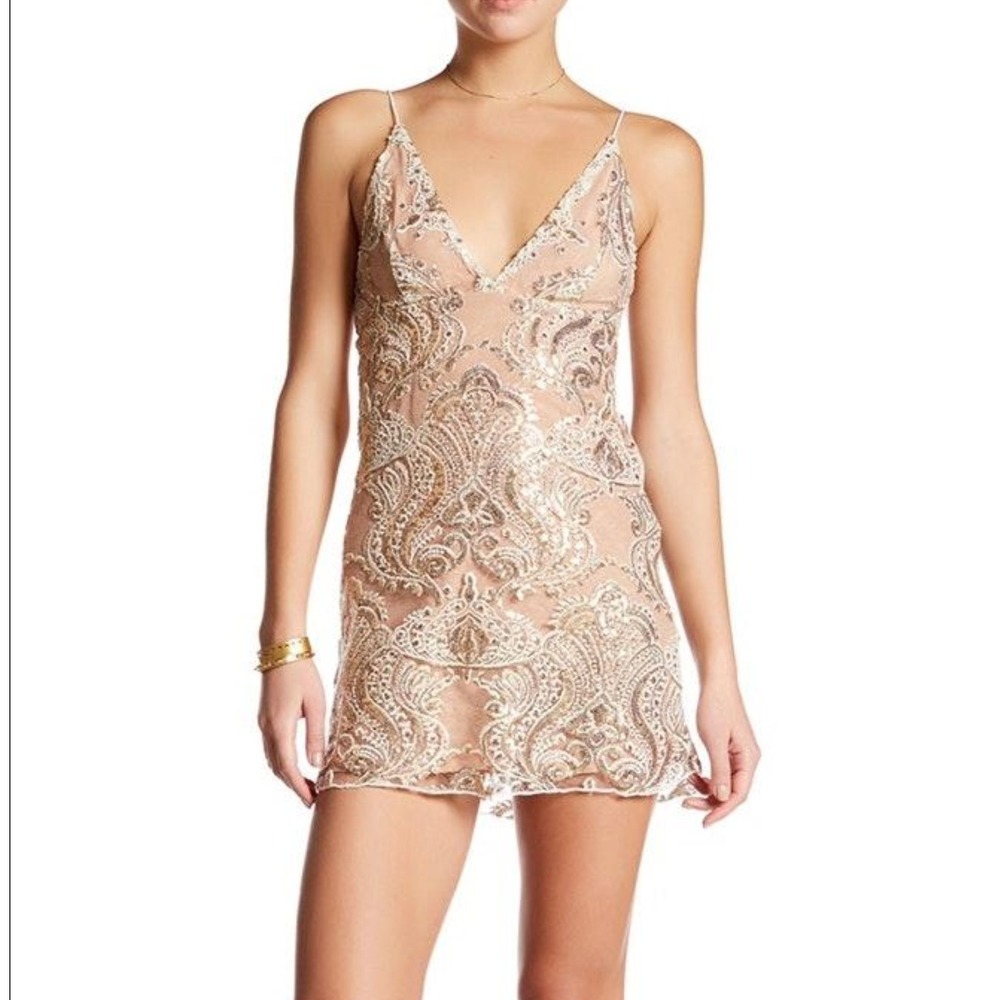 Free People Blush Pink Embroidered Mini Dress